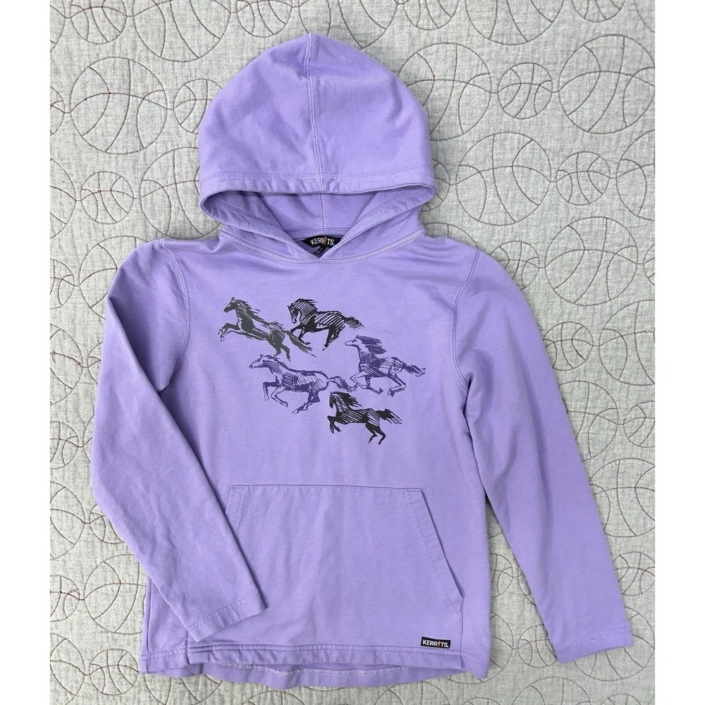 Kerrits Kids Happy Herd Pullover Hoodie - Violet / Girls Size Large